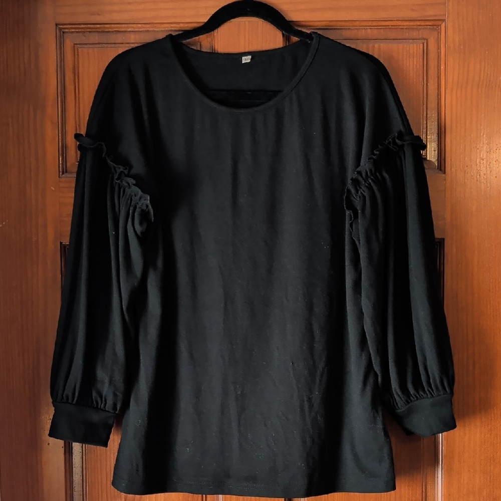Black Sweater With Ruffle